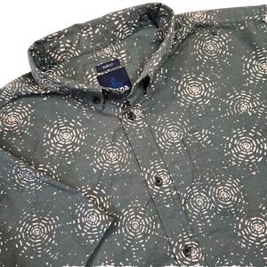 Prana Men's Sz Large Hillside Slim Fit Shirt Green Sunburst Print S/S Button Up‎